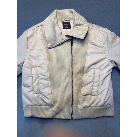 Simply Vera Wang Puffer Jacket w/ Sweater Accents Tan Womens LG - Picture 5 of 9